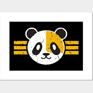 Colorful Distressed Panda Retro Vintage Grunge Design Posters and Art